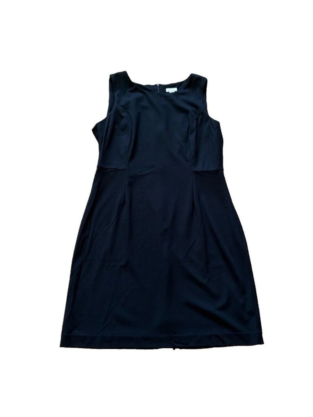 Chicos Dress Womens Size 12 Black Zip Sleeveless Dress Classic Sheath Knit
